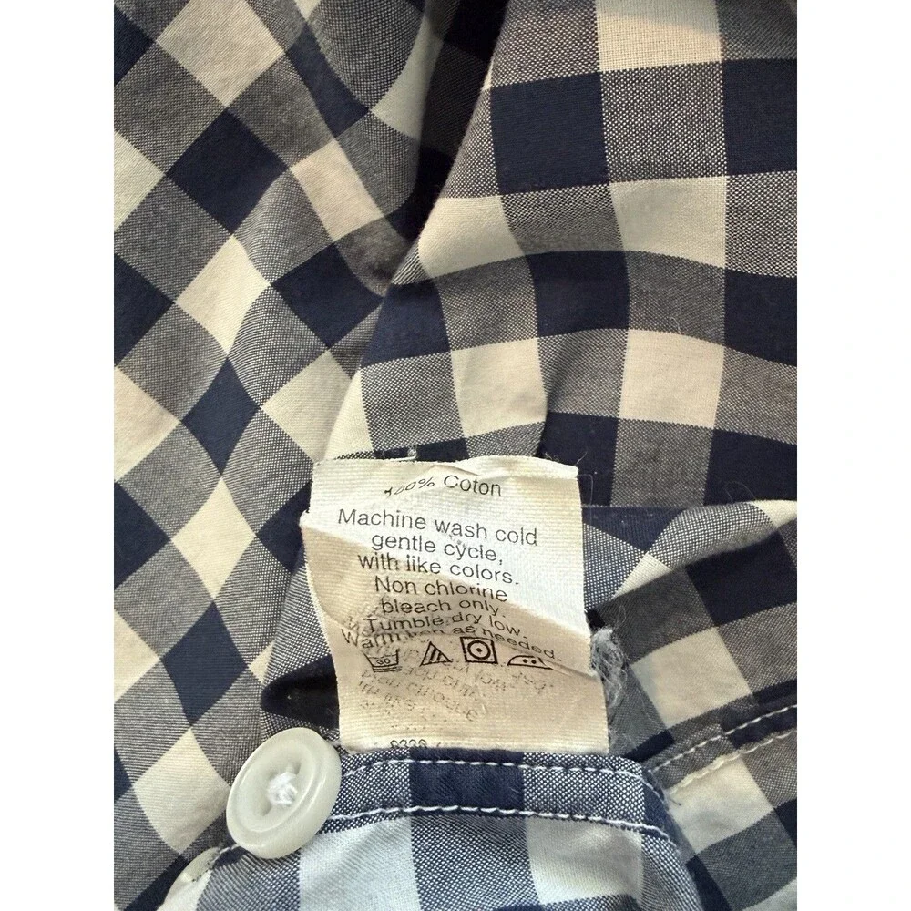 J.CREW Men’s Blue/White Check Long Sleeve Button-Up Shirt L Cotton